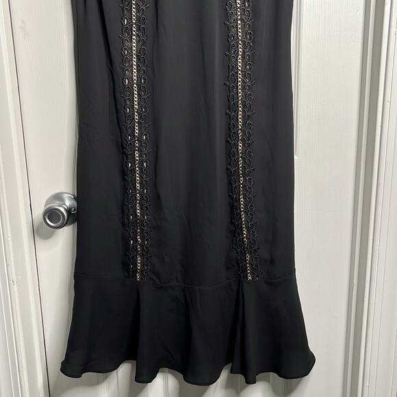 Worthington Black High Neck Bottom Ruffle Dress Size Medium - Picture 3 of 10